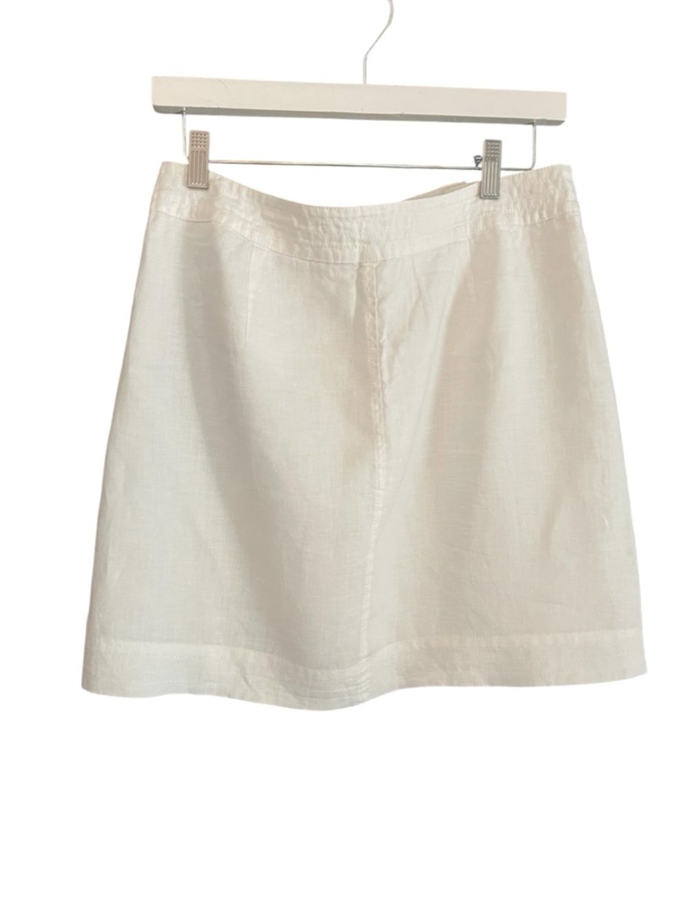 Max Studio White Linen Mini Skirt Size 4 Sailor Button Front Coastal Preppy - Picture 4 of 6